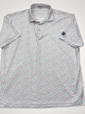 Peter Millar Summer Comfort Cocktail Drink Print Polo Shirt Stretch Men’s XXL